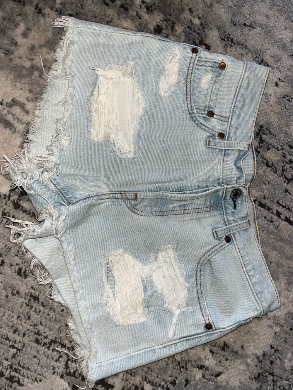 Levi's Light Blue Distressed Denim Cutoff Shorts